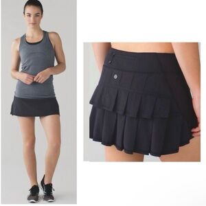 LULULEMON RUN PACE SETTER SKIRT BLACK SKORT TENNIS GOLF GYM Sz 8